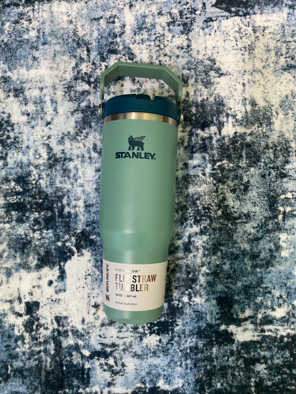 Stanley Sage Green Travel Tumbler with Navy Lid